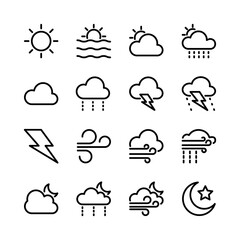 weather icon set line art design editable stroke