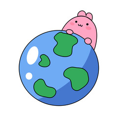 planet earth with bunny