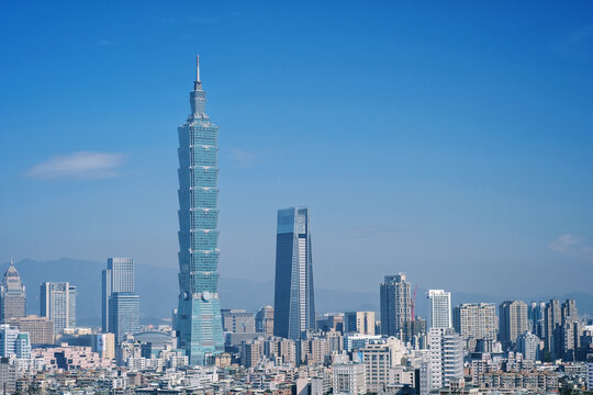 Taipei, Taiwan - Jan 16, 2018: Taipei is a capital city of Taiwan. Asia business concept image, panoramic modern cityscape building bird&rsquo;s eye view, shot in Taipei, Taiwan.