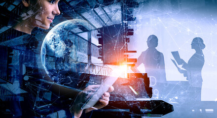 Global technologies concept . Mixed media