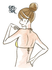 Fototapeta premium 背中の日焼けに悩んでいる女性