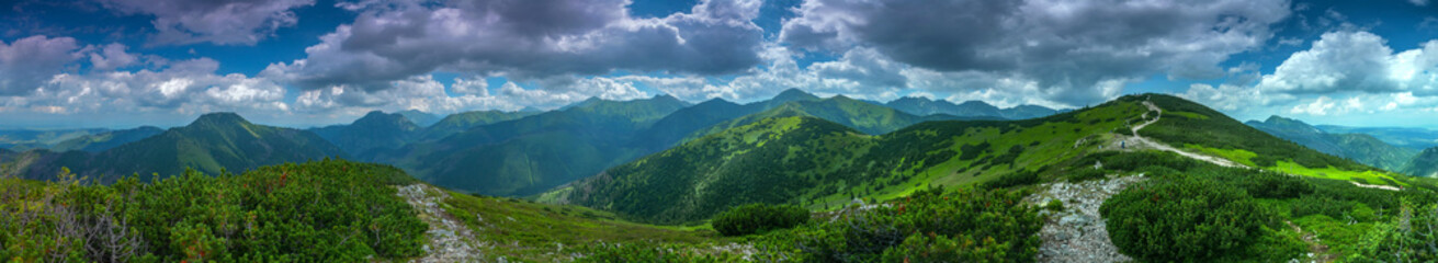 Panorama z okolicy góry Grześ na Tatry Zachodnie - 360 stopni