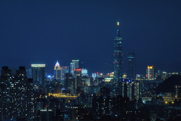 Obraz na płótnie Canvas Taipei, Taiwan Night View - Asia business city concept image, modern cityscape building in Taipei, Taiwan.