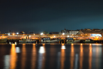 Fototapeta na wymiar Night view of Panama City port