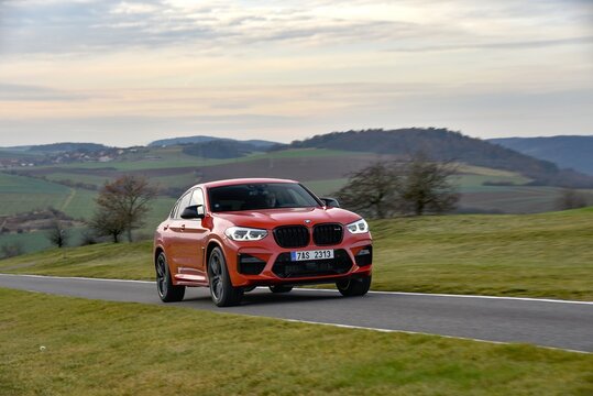 BMW X4 M. Car while driving. 11-19-2019, 11-19-2019, Middle Bohemia, Czech Republic.