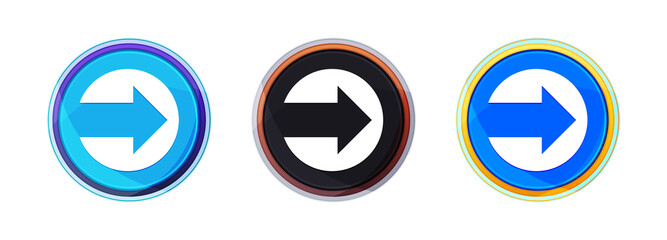 Next arrow icon perfect shine round button set illustration