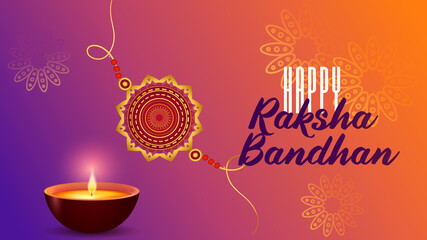 Happy raksha bandhan rakhi banner orange purple violet background floral