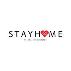 safe healthy, stay at home illustration logo vector