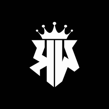 kw logo monogram shield shape with crown design template