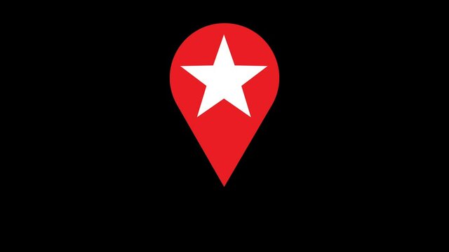 Red checkpoint flat gps icon. Traveling city concept. Animation of an app screen at black background.
