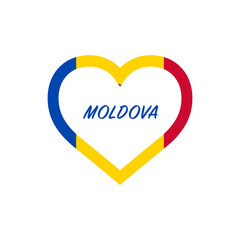 Moldova flag in heart. I love my country. sign. Stock vector illustration isolated on white background.