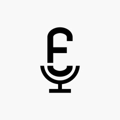 initial podcast logo monogram with microphone shape