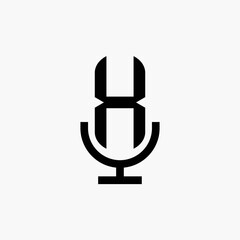 initial podcast logo monogram with microphone shape