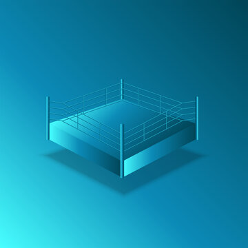 Empty Boxing Ring 3d Isometric Model Blue Gradient Sports Arena Mockup Stock Vector Adobe Stock