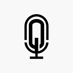 initial podcast logo monogram with microphone shape