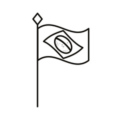 brazil flag in pole line style icon