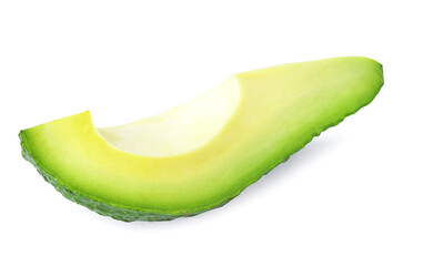 fresh sliced avocado isolated on white background.