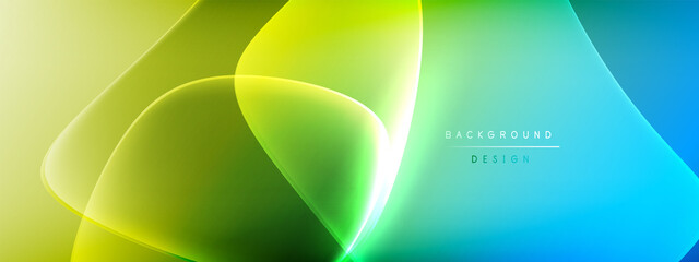 Vector abstract background - liquid bubble shapes on fluid gradient with shadows and light effects. Shiny design template for text