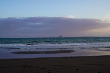 Fototapeta na wymiar Beautiful Sunset with magic colors on the beach of Costa Rica