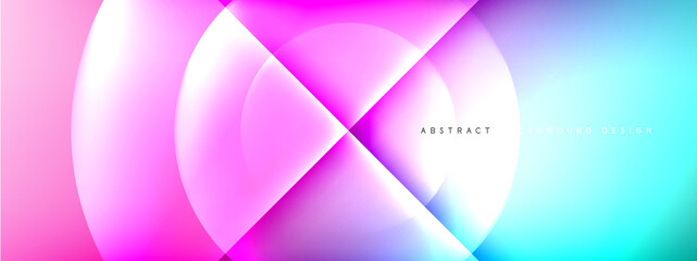 Vector abstract background - circle and cross on fluid gradient with shadows and light effects. Techno or business shiny design templates for text