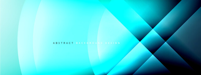Vector abstract background - circle and cross on fluid gradient with shadows and light effects. Techno or business shiny design templates for text