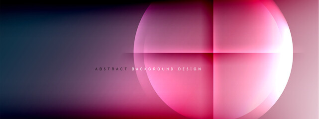 Vector abstract background - circle and cross on fluid gradient with shadows and light effects. Techno or business shiny design templates for text