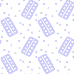 Seamless pattern with medicines, medicaments, drugs, pills and tablets. Medical pharmacy backgrounds and textures. Vector EPS10 illustration in doodle style