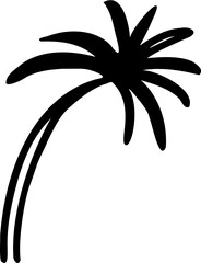 Tropical Summer Palm Tree Vector Doodle Line Illustration