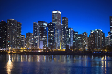 Plakat シカゴ摩天楼の夜景