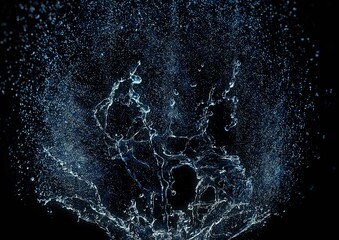 抽象的な水しぶきの3Dイラスト【黒背景】