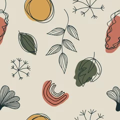 Behang Bestsellers Met de hand getekend verschillende vormen en doodle bladeren. Eigentijds naadloos patroonontwerp. Trendy textielprints.