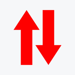 red arrow on white background