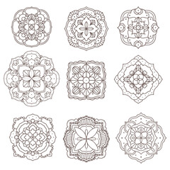 Hand drawn Flower Mandala illustration pack. Vintage decorative element.