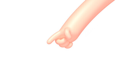 3d render cartoon hand with pointing finger