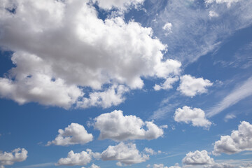 Blue sky with many white clouds