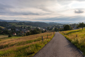 Abendsonne über der Sächsischen Schweiz bei Sebnitz