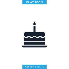 Birthday Cake Icon Vector Design Template