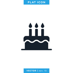 Birthday Cake Icon Vector Design Template