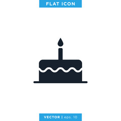 Birthday Cake Icon Vector Design Template