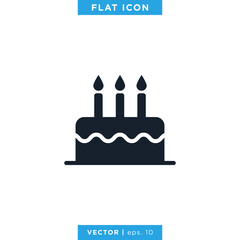 Birthday Cake Icon Vector Design Template