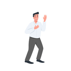 Stressed man flat color vector faceless character