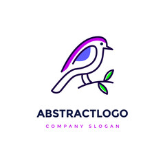abstract colorful bird line art logo vector.