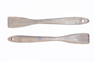 unique two tradtional wooden stir on isolated white background
