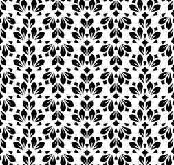 Flower geometric pattern. Seamless vector background. White and black ornament