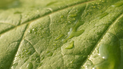 water on the surface of the leaf