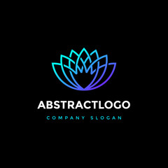 Floral logo abstract design - Lotus SPA linear smooth icon elegant style