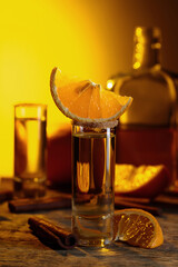 Tequila with orange and cinnamon.