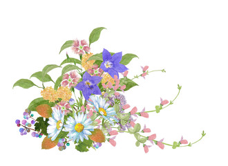 水彩の秋の花ブーケ