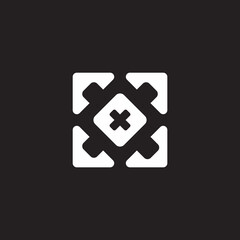 letter x abstract square box negative space logo vector