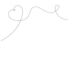 Heart line drawing. Valentine day background. Vector illustration